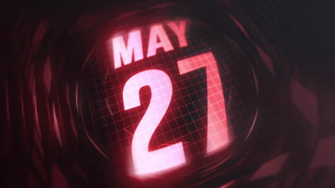 27 May in 3d motion graphic. Infrared calendar in futuristic and tech glow Stock Footage 292938953