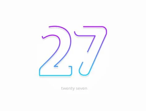 27 number, outline stroke gradient font. Trendy, dynamic creative style desig Stock Illustration