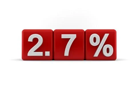 2.7 percent embossed on red cubes Stock Illustration