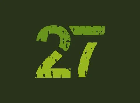 27 vector number made of grungy, grunge texture. Rubber stamp imprint style.  스톡 일러스트