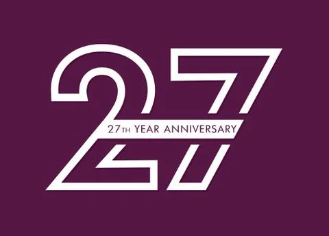 27 years anniversary image vector, 27th anniversary celebration logotype  Stock Illustration