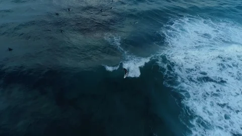 270 degree view of surfer on wave, 4K, NSW Australia Stock Footage 102357169