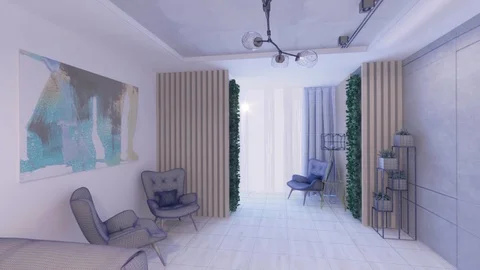 274 3D Graphics interior design living room blurred loft Stock Footage 125149807