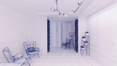 275 Mesh rendering 3D Graphics interior design living room blurred loft Stock Footage 125210052