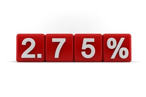 2.75 percent embossed on red cubes Stock Illustration