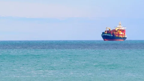 276 Ultra large cargo ship on the sea Stock Footage 88325157