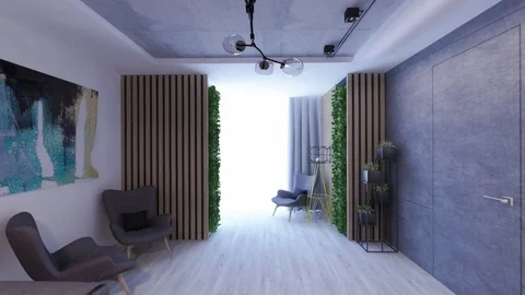 277 3D Graphics interior design living room blurred loft Stock Footage 125210077