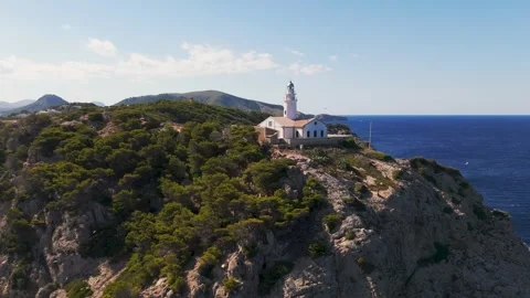 Aerial Drone Footage, Capdepera Lighthouse, Cala Gat, Mallorca, Spain Aerial Drone Footage, Capdepera Lighthouse, Cala Gat, Mallorca, Spain