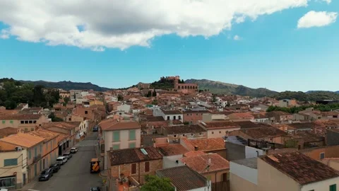Santuari de Sant Salvador - Rooftop approach, Arta, Mallorca, Aerial Drone Santuari de Sant Salvador - Rooftop approach, Arta, Mallorca, Aerial Drone