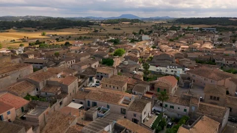 Low Altitude Flight over Mallorcan Town, Aerial Drone Footage - Sineu, Mallorca Low Altitude Flight over Mallorcan Town, Aerial Drone Footage - Sineu, Mallorca