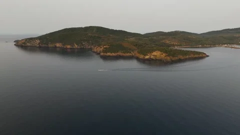 Aerial Pan Over Secluded Paliouri Coast at Sunrise Aerial Pan Over Secluded Paliouri Coast at Sunrise