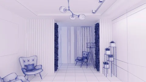 278 Mesh rendering 3D Graphics interior design living room blurred loft Stock Footage 125210054