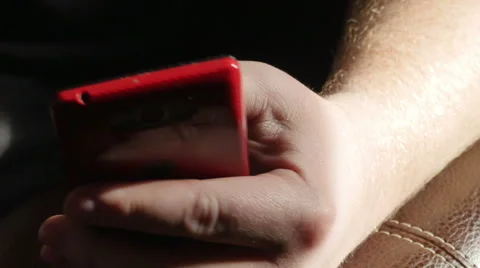 2781 Man Texting on Smart Phone Sitting on Couch, HD Stock Footage 45897918