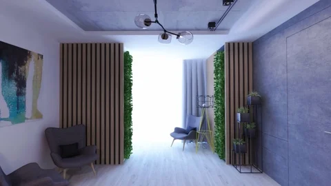 279 3D Graphics interior design living room blurred loft Stock Footage 125209954