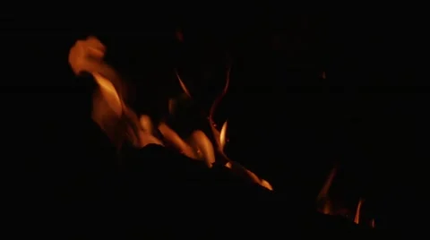2791 Fire in Fireplace in Slow Motion Stock Footage 46032396
