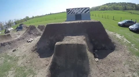 2.7k aerial drone view of bmx tailwhip ultra closeup mid air! Stock Footage 50376171