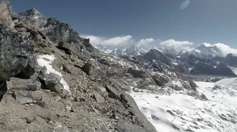 2.7K. Movement of the clouds on the mountains Everest, Renjo Pass. Himalayas Stock Footage 40503454