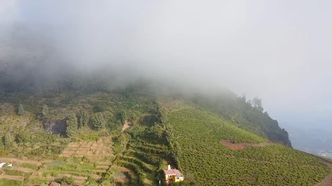 [2.7K] Ooty (India) | Beautiful aerial view of Clouds over Mountain in Ooty | In Stock Footage