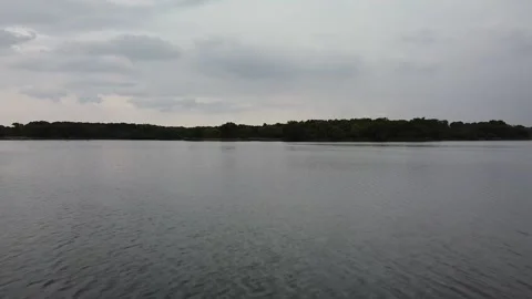 2.7K Reverse Drone Shot of Lake Busse in Illinois Video stock 137428451