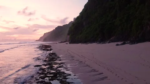 2.7K Sunset Bali Hidden Beach Aerial Stock Footage 150291287