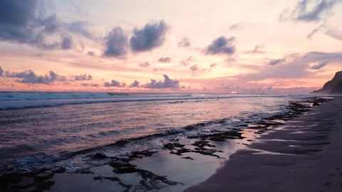 2.7K Sunset Bali Hidden Beach Aerial Stock Footage 150291397