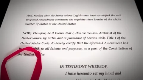 27th Amendment US Constitution Aged Historical Paper Document 2 Stock Footage 339371604