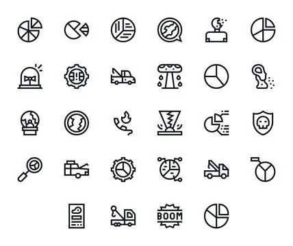 28 128x128 Bold Line Vector Icons optimized for Breakdown Pixel Aligned displ 库存插图