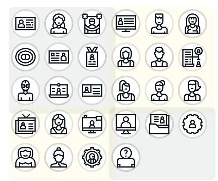 28 128x128 Bold Line Vector Icons optimized for User Account Editable display Stock Illustration