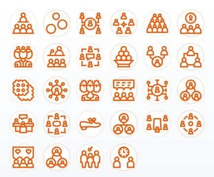 28 128x128 Bold Line Vector Icons for Group with PIXEL Perfect precision Stock Illustration