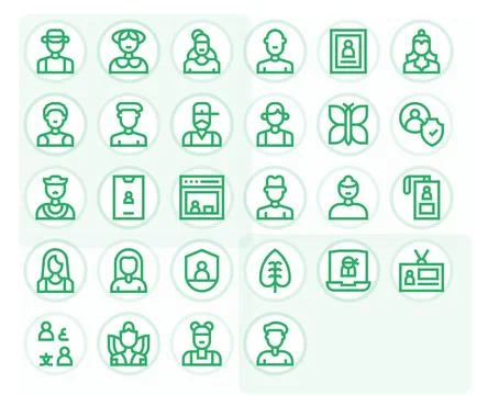 28 128x128 Bold Line Vector Icons for Identity with Detail Enhanced precision Stock Illustration
