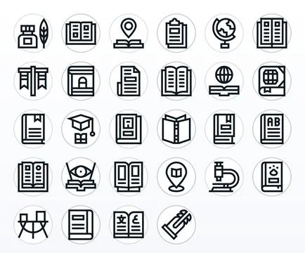 28 128x128 Vector Icons for Study in Pixel Optimized Bold Line Format 스톡 일러스트