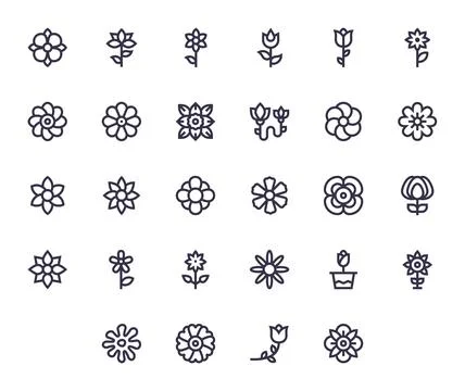 28 256x256 Bold Line Editable Vector Icons for Petal Projects Stock Illustration