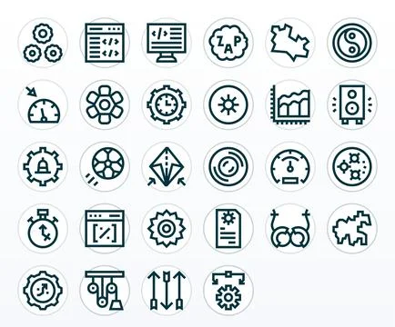 28 256x256 Bold Line Vector Icons optimized for Dynamic PIXEL Perfect display Illustrazione stock