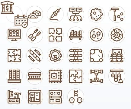 28 256x256 Vector Icons for Components in PIXEL Perfect Bold Line Format イラスト素材