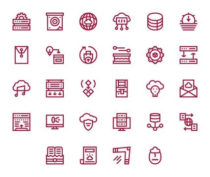 28 64x64 Bold Line Editable Vector Icons for Cloud Storage Projects Illustrazione stock