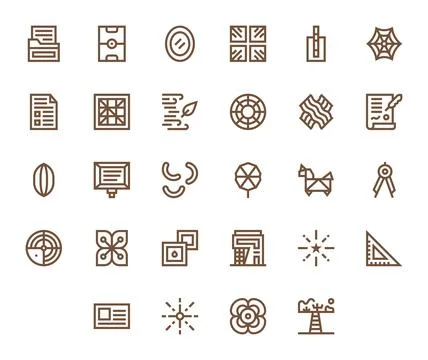 28 64x64 Bold Line Grid Fitted Vector Icons for Lines Projects Stock Illustration