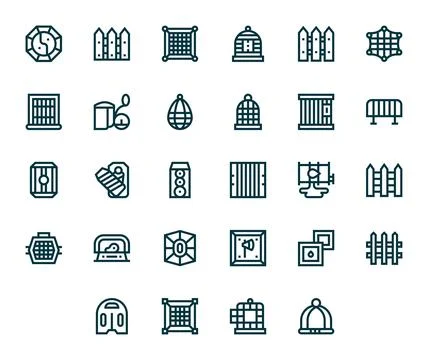 28 64x64 Bold Line Vector Icons optimized for Enclosure Pixel Aligned display Stock Illustration