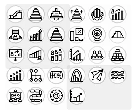 28 64x64 Bold Line Vector Icons optimized for Progression Pixel Aligned displ Illustrazione stock