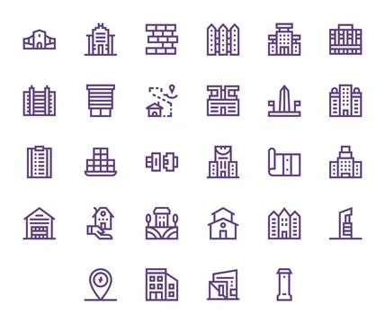 28 64x64 Bold Line Vector Icons for Real Estate with PIXEL Perfect precision Ilustración de archivo