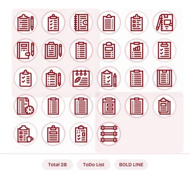 28 64x64 Pixel Optimized Vector Icons for ToDo List in Bold Line Theme Stock Illustration