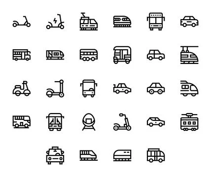 28 64x64 Vector Icons for Commute with Editable Bold Line clarity 스톡 일러스트