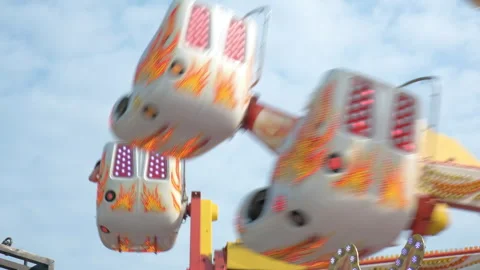 28 August 2025 Dusseldorf, Germany. Amusement Park Ride Below Angle. Stock Footage 317626184