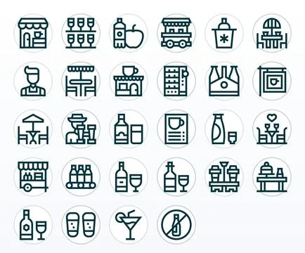 28 Bold Line Display Perfect Vector Icons tailored for Drinks 128x128 interfa Stock Illustration