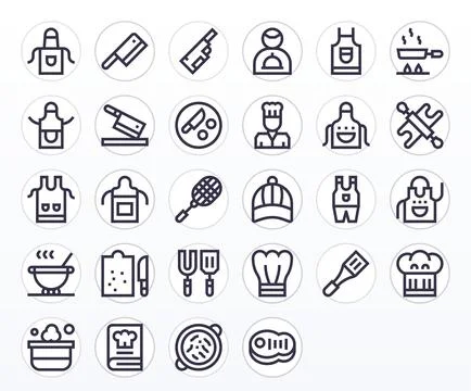 28 Bold Line Display Perfect Vectors for Chef Theme Illustrazione stock