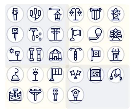 28 Bold Line Display Perfect Designs for Pole Retina Ready Vector Icons Ilustración de archivo