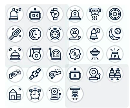 28 Bold Line Display Perfect Vector Icons crafted for Alarm 256x256 applica.. Illustrazione stock