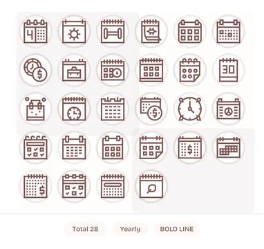 28 Bold Line Display Perfect Vector Icons crafted for Yearly Retina Ready a.. Stock Illustration