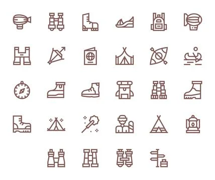 28 Bold Line Editable 64x64 Vector Icons from Adventure Suite Stock Illustration