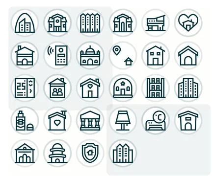 28 Bold Line Editable 64x64 Vector Icons from Residence Suite Stock Illustration
