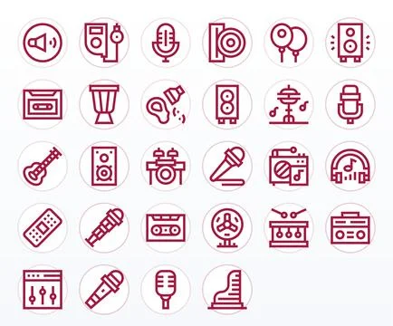 28 Bold Line Editable Designs for Music 256x256 Vector Icons Stockillustratie